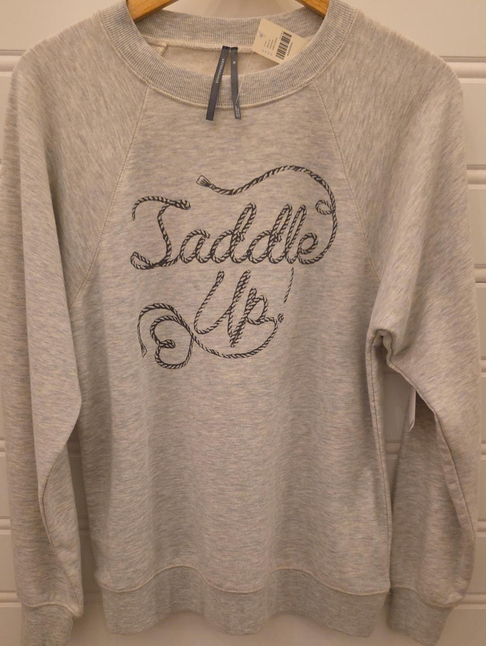Anthropologie Grey 'Saddle Up' Rope-Graphic Crewneck Sweatshirt